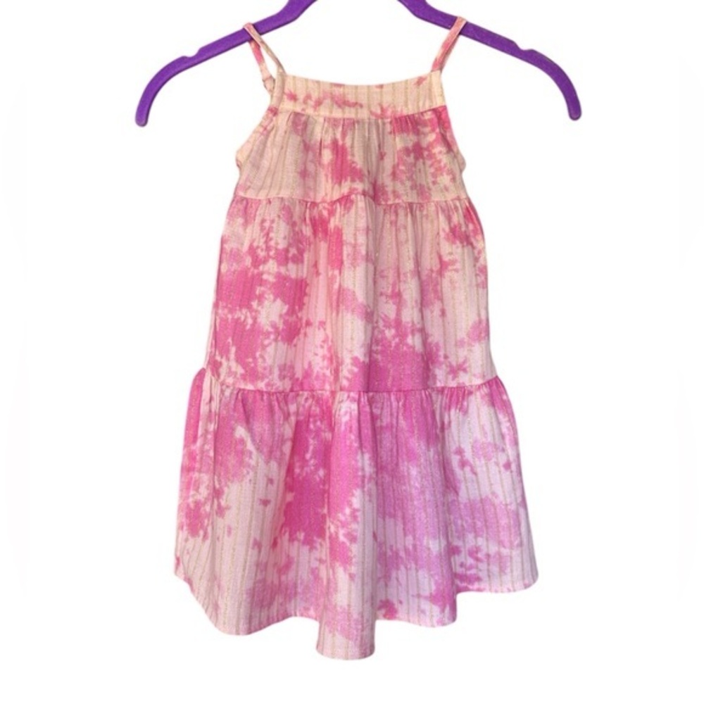 Cat & Jack Toddler Girls' Tie-Dye Tiered Tank Dress with Diaper Cover Pink 18M